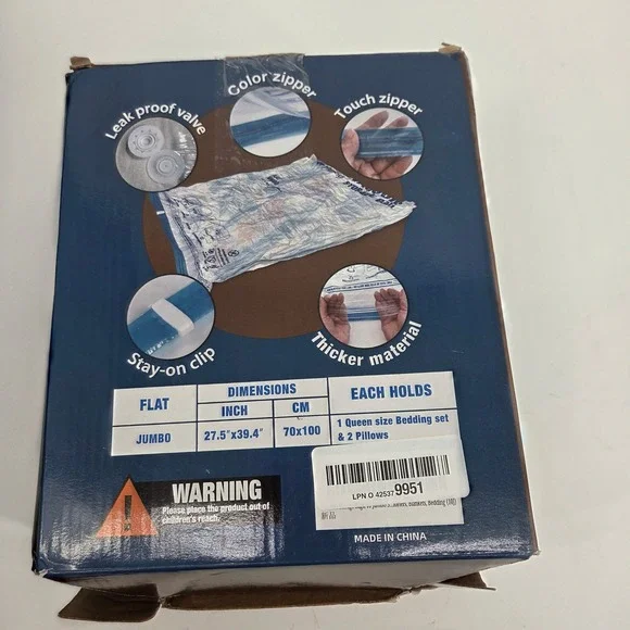 Hibag 10 Pack Jumbo Vacuum Storage Bags Comforters Blankets Bedding with Pump - Picture 2 of 3